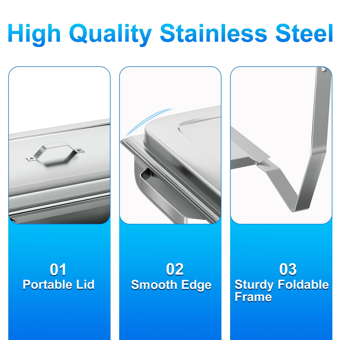 Chafing Dish Buffet Set 4 Pack,Vipsafe 8QT Rectangle Stainless Steel Chafing Dishes for Buffet