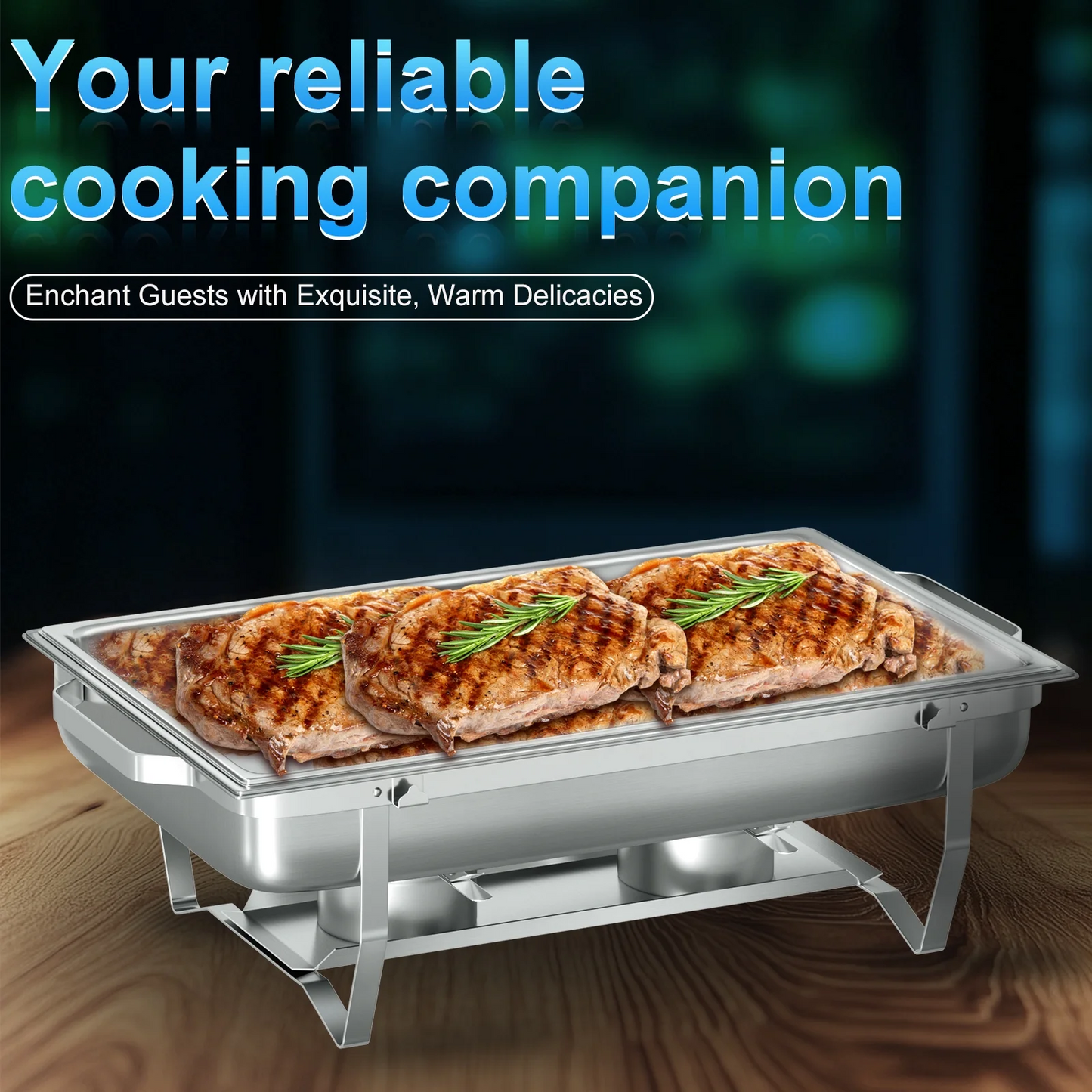 Chafing Dish Buffet Set 4 Pack,Vipsafe 8QT Rectangle Stainless Steel Chafing Dishes for Buffet