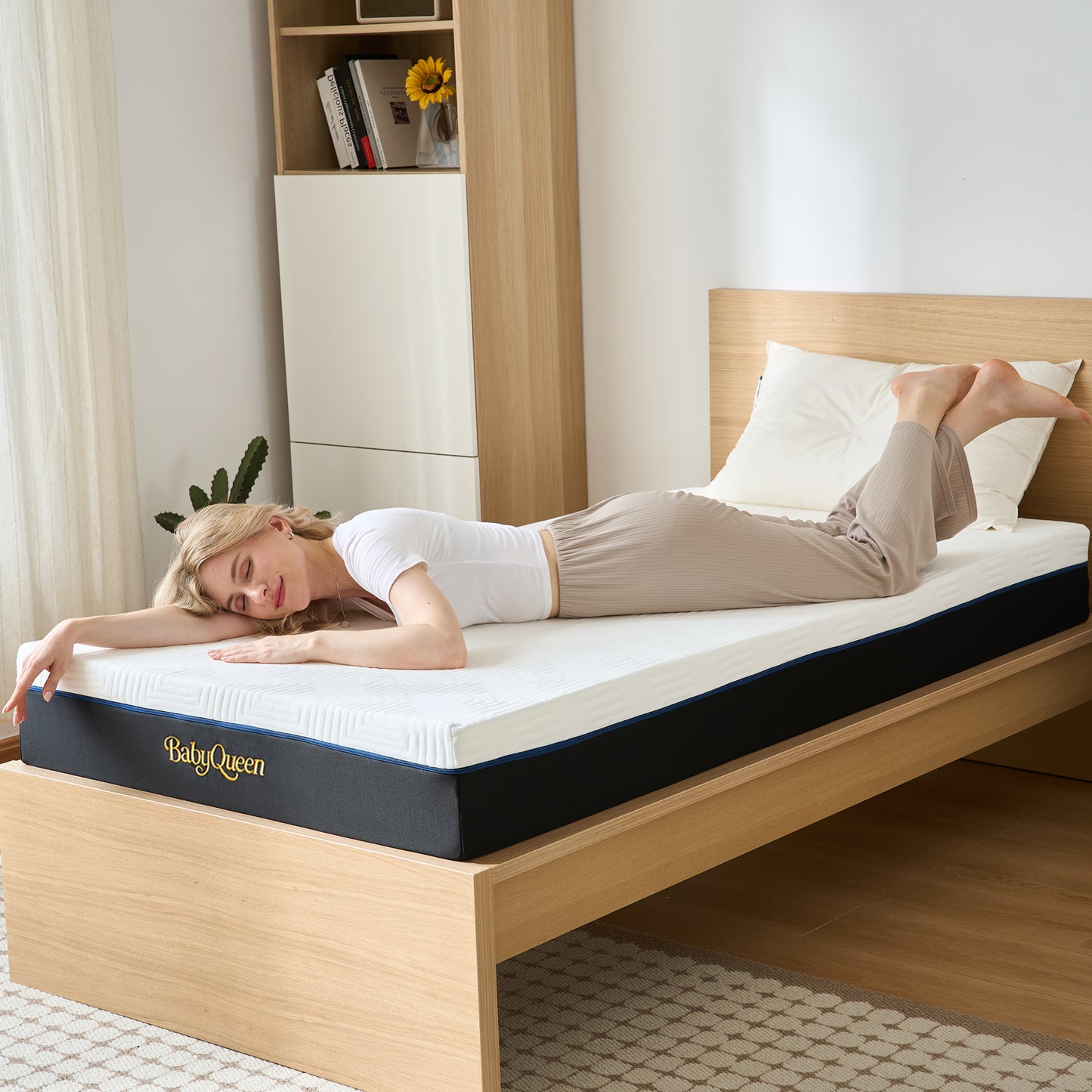Babyqueen Twin Size Mattress 8" Memory Foam Mattress Queen Mattress in a Box, Medium Feel, Breathable Cooling Layers, Certified Safe Materials