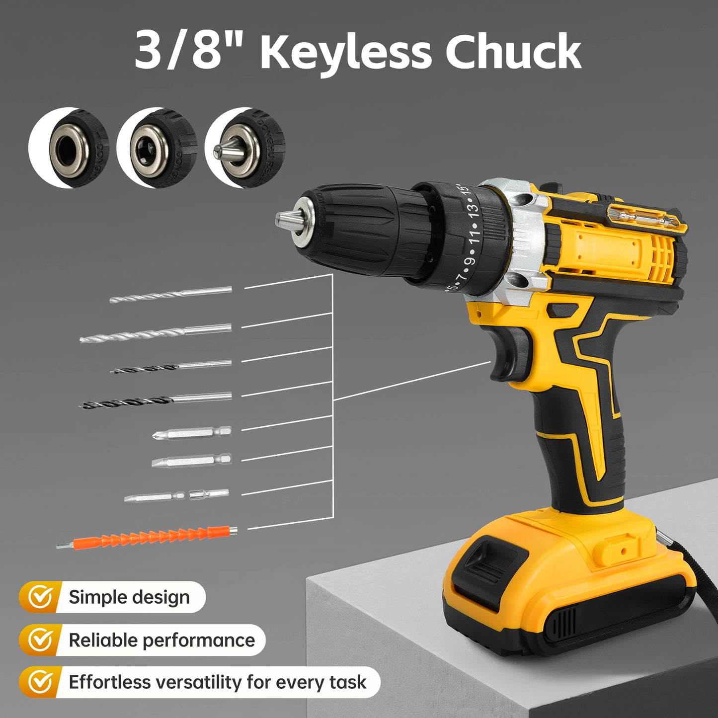 Vipsafe 21V Cordless Drill Kit, 38-Piece Drill & Driver Set, 25+1 Torque, LED Light, Variable Speed for Wood, Metal, Home DIY Projects