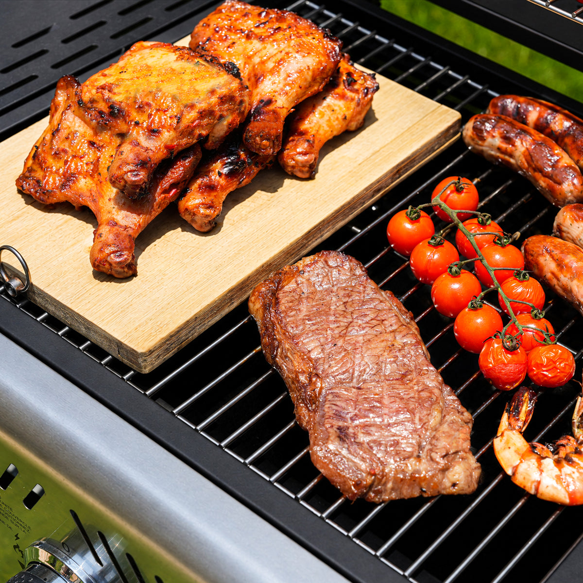 KingChii 3-Burner Gas and Charcoal Grill Combo with 22,500 BTU, Dual Fuel BBQ Smoker for Outdoor Patio Cooking Barbecue