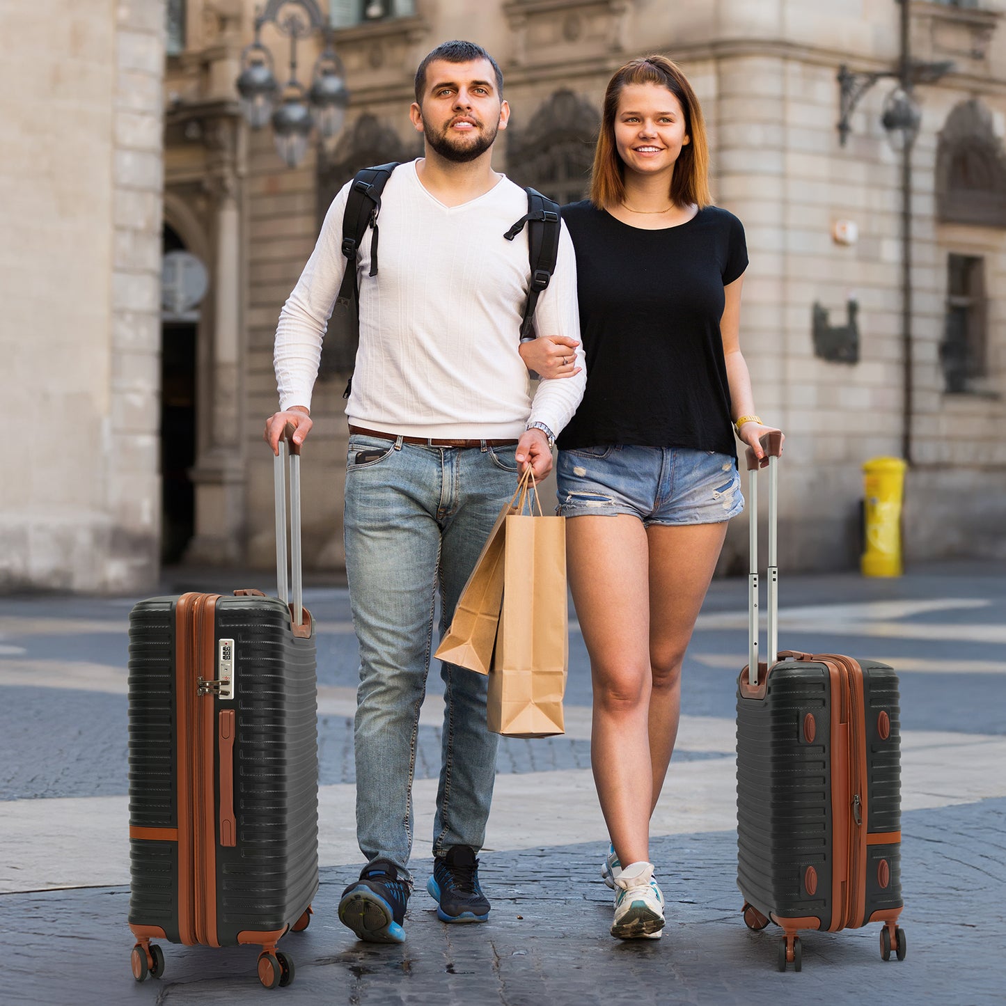 Babyqueen 5 Piece Luggage Set, Hardside Lightweight Suitcase with TSA Lock Spinner Wheels,Black
