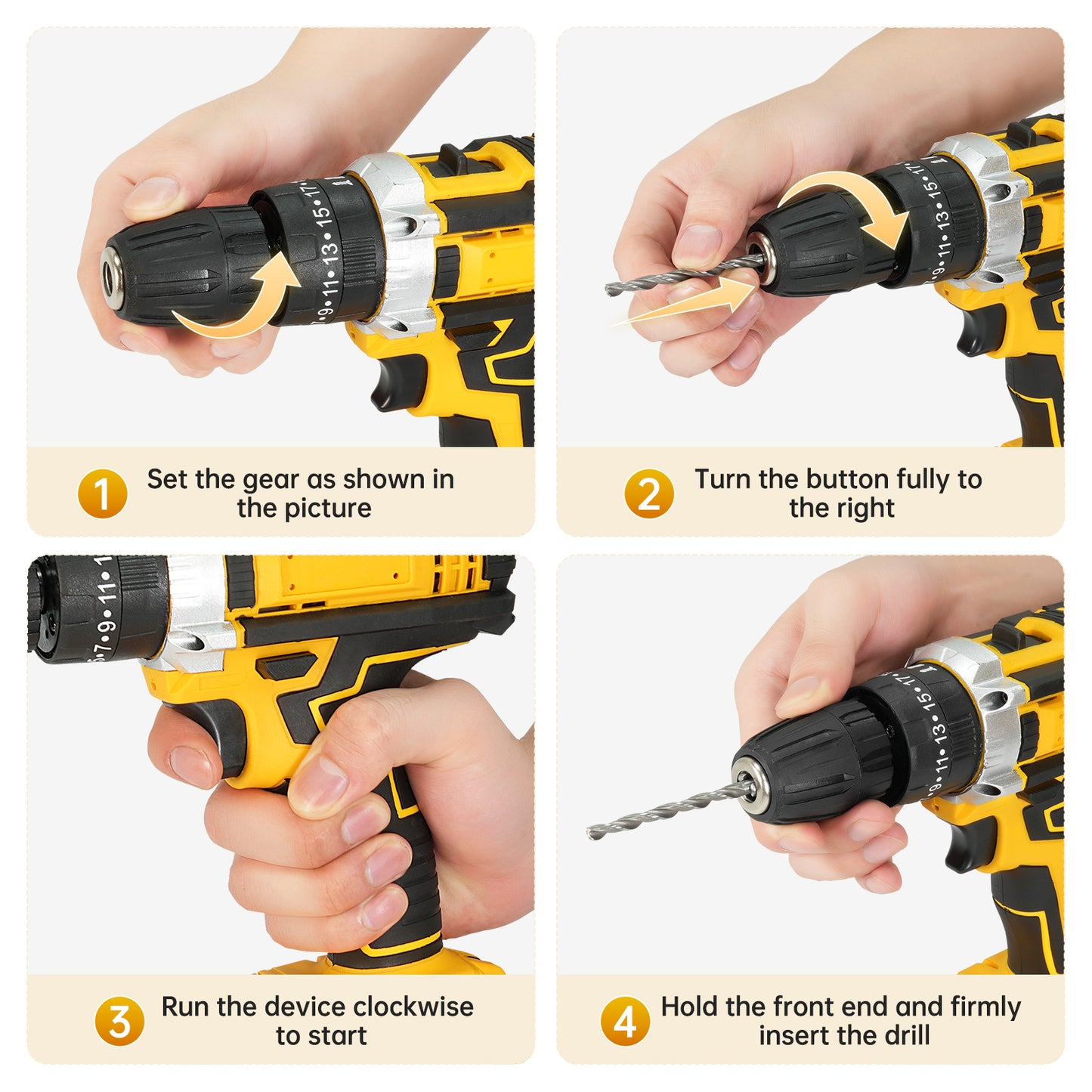 Vipsafe 21V Cordless Drill Kit, 38-Piece Drill & Driver Set, 25+1 Torque, LED Light, Variable Speed for Wood, Metal, Home DIY Projects