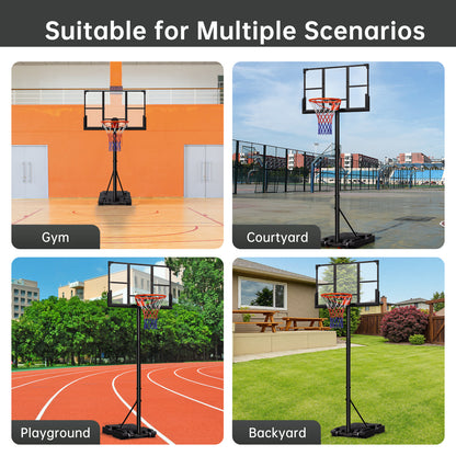VIPSAFE Basketball Hoop System with 44" Backboard, Height Adjustable 4.8-9.7 FT, Fillable Base for Kids Youth and Adults in Backyard/Driveway/Indoor