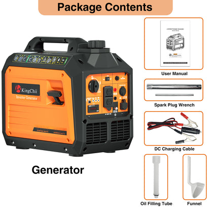 KingChii 2500W Portable Inverter Generator, Quiet Gas Powered Generator for Camping, RV, Tailgating & Home Backup, Parallel Capable, EPA Compliant