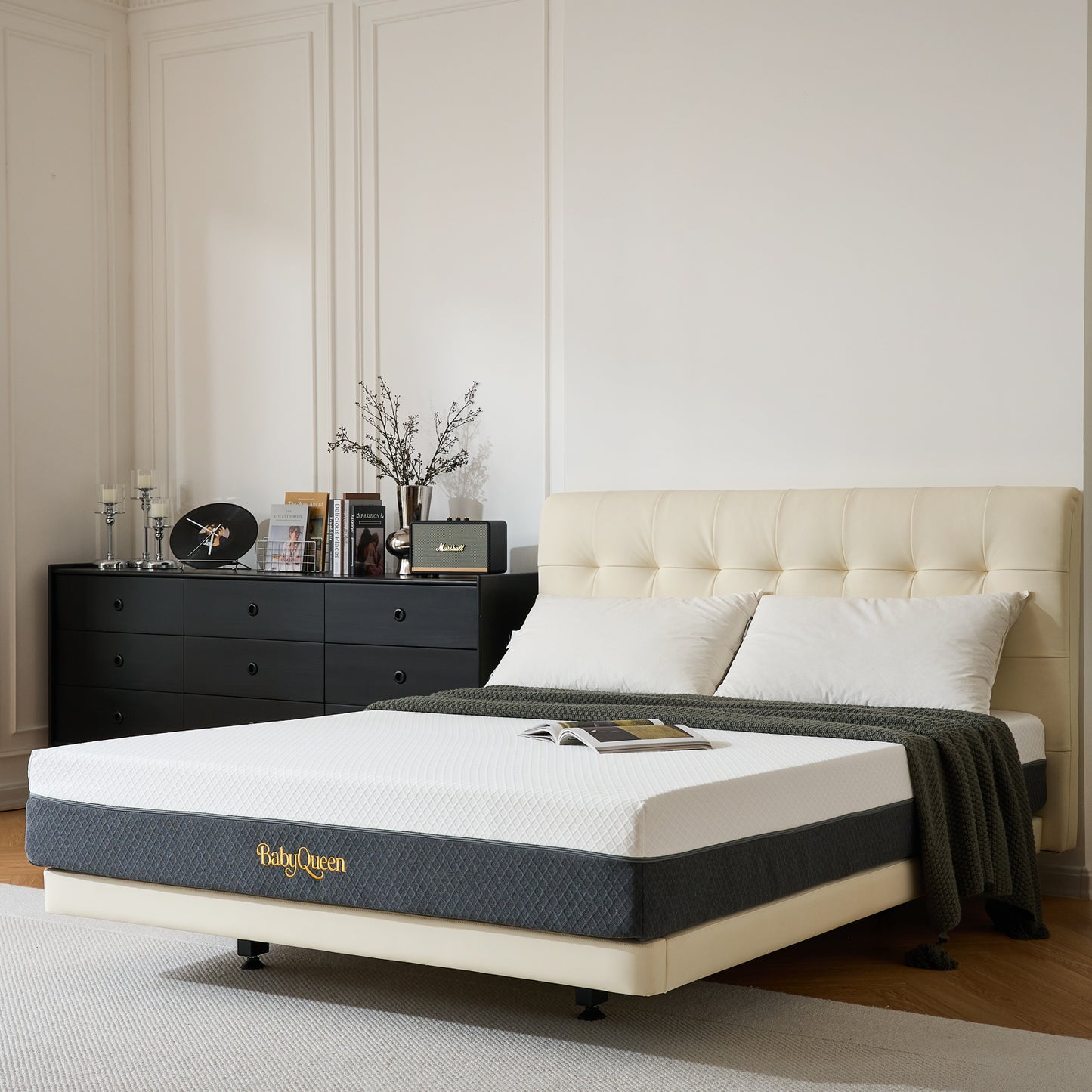 BABYQUEEN 8" Full Memory Foam Mattress, Cooling Gel Medium Firm Support, Pressure Relief & Motion Isolation, Breathable Fabric, Mattress in a Box, Adult and Child