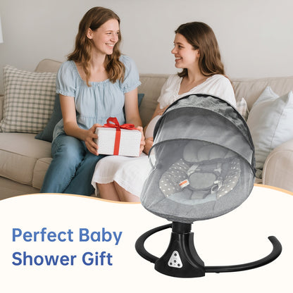 VIPSAFE Baby Swing with Removale Canopy, APP Remote Bluetooth Control, 5 Speed Settings (Grey)