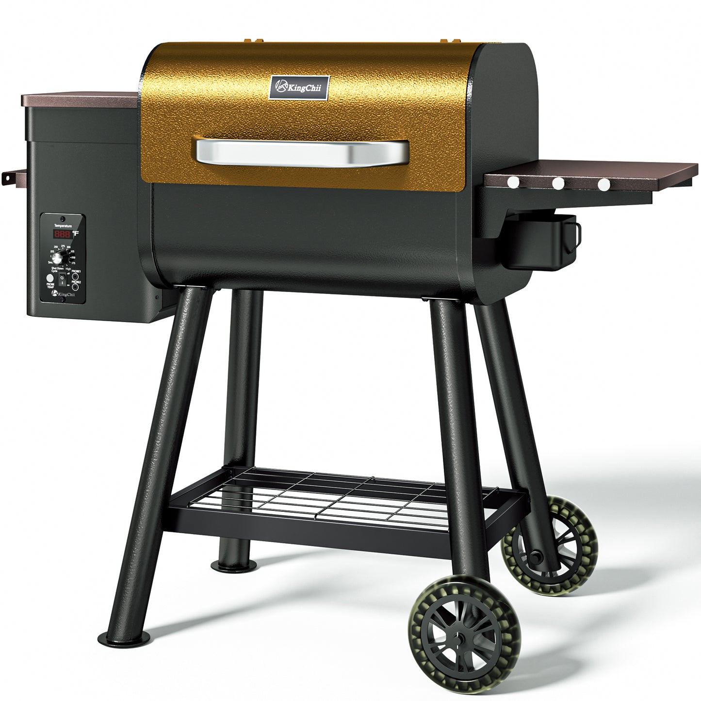 KingChii 456 SQ.IN. Wood Pellet Grill & Smoker with UPDATED Automatic Temperature Control, Bronze