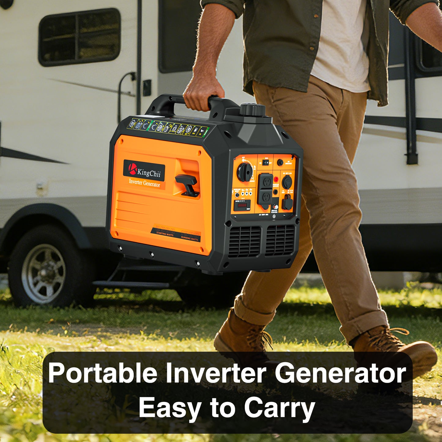 KingChii 2500W Portable Inverter Generator, Quiet Gas Powered Generator for Camping, RV, Tailgating & Home Backup, Parallel Capable, EPA Compliant