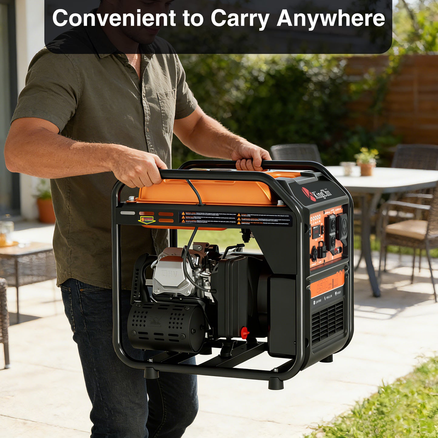 KingChii 4500W Inverter Generator Gas Powered, Open Frame Generator with CO Sensor, Portable Outdoor Power Equipment for Camping, RV & Home Backup, EPA Compliant