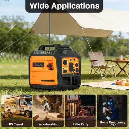 KingChii 2500W Portable Inverter Generator, Quiet Gas Powered Generator for Camping, RV, Tailgating & Home Backup, Parallel Capable, EPA Compliant