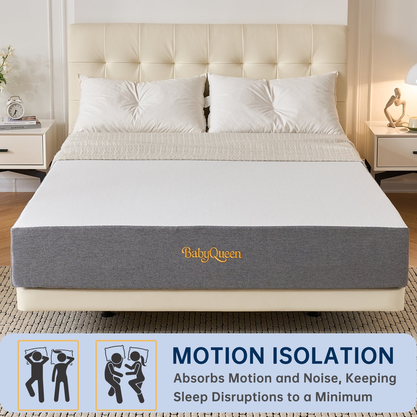 Babyqueen Queen Size Cooling Gel Memory Foam Mattress, 8 Inch Queen Mattress in a Box, Medium Firm Support & Breathable Comfort