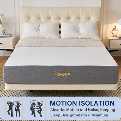 Babyqueen Queen Size Cooling Gel Memory Foam Mattress, 8 Inch Queen Mattress in a Box, Medium Firm Support & Breathable Comfort