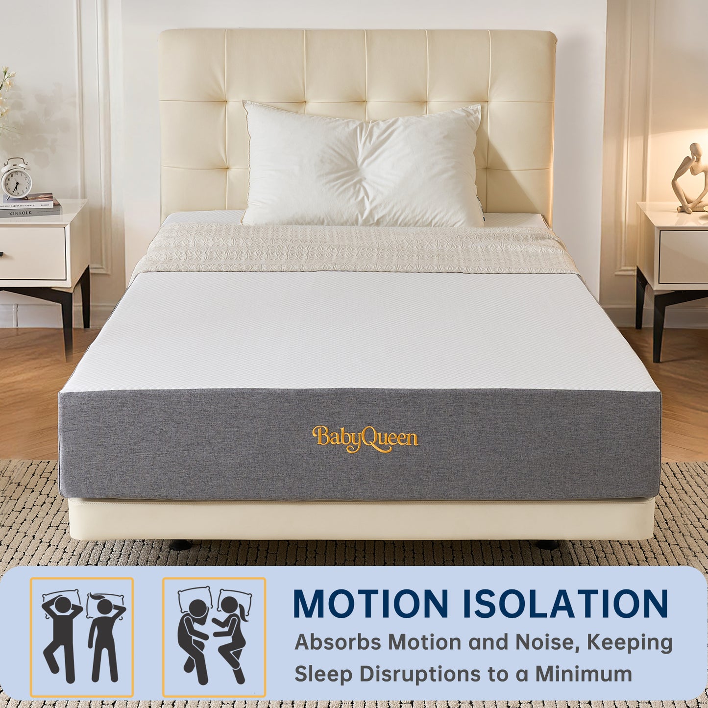 Babyqueen Mattress 6 inch Twin Gel Memory Foam Mattress for Bunk Beds & Trundles, Fiberglass Free, High Density Support & CertiPUR-US Certified