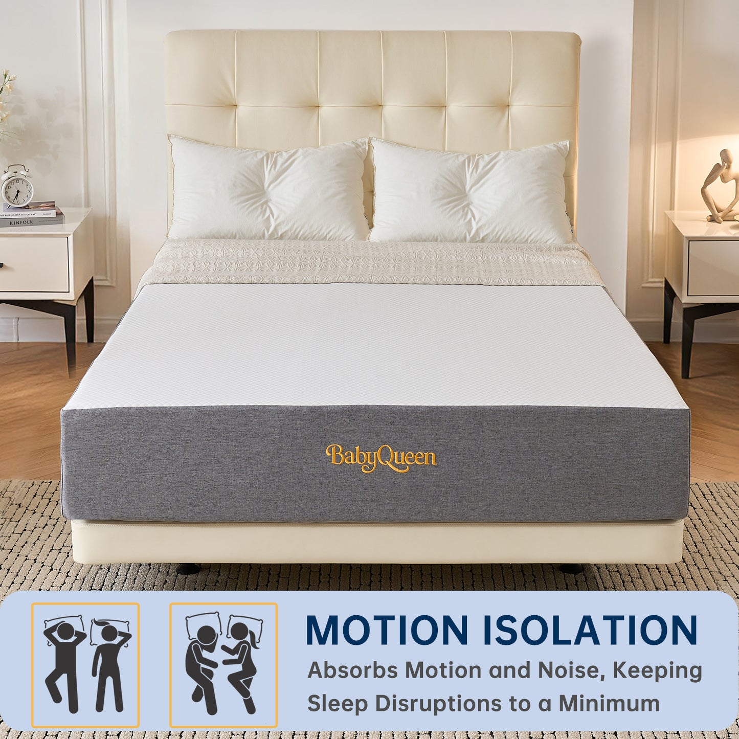 Babyqueen Full Mattress 6 inch Gel Memory Foam Mattress, Medium Firm for Edge Support & Pressure Relief, Motion Isolation, CertiPUR-US Certified