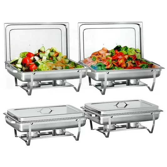 Chafing Dish Buffet Set 4 Pack,Vipsafe 8QT Rectangle Stainless Steel Chafing Dishes for Buffet