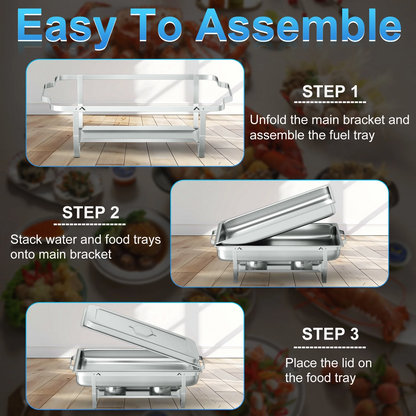 Chafing Dish Buffet Set 4 Pack,Vipsafe 8QT Rectangle Stainless Steel Chafing Dishes for Buffet