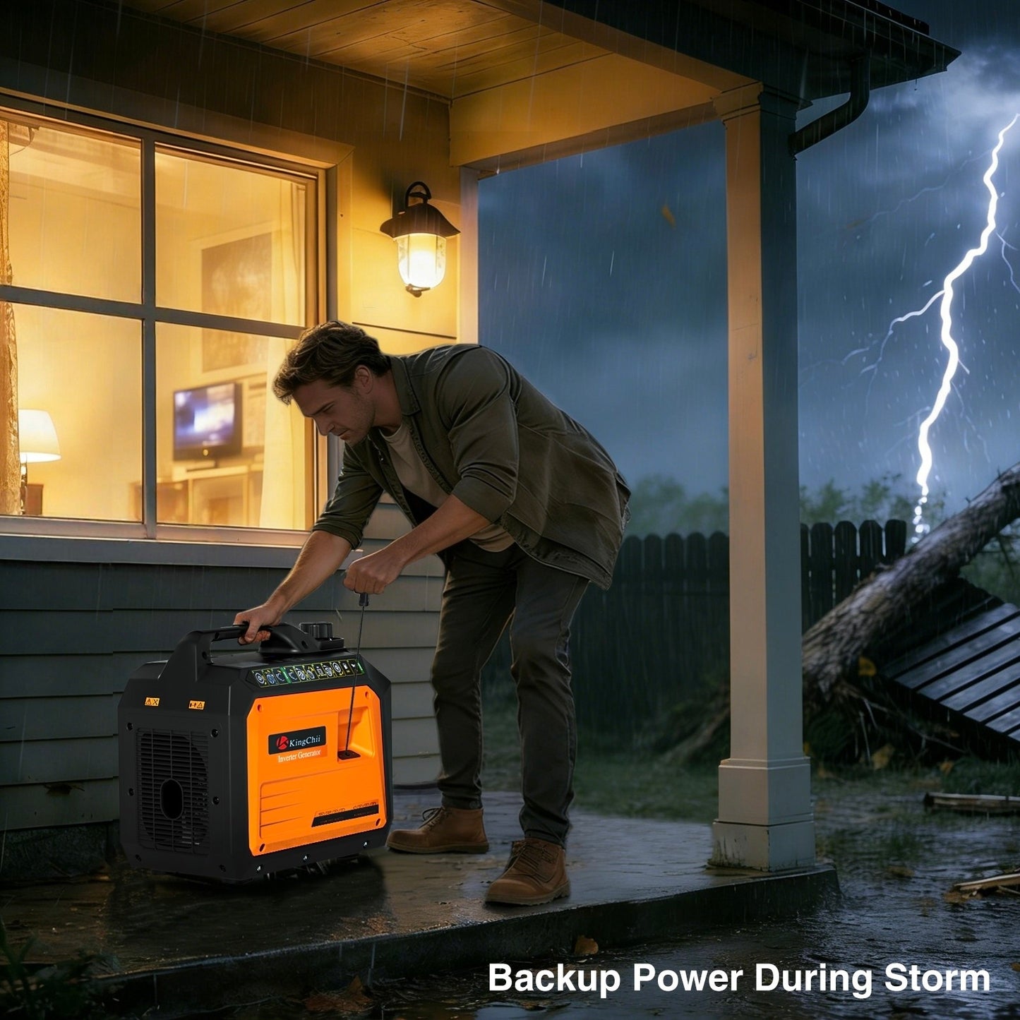 KingChii 2500W Portable Inverter Generator, Quiet Gas Powered Generator for Camping, RV, Tailgating & Home Backup, Parallel Capable, EPA Compliant
