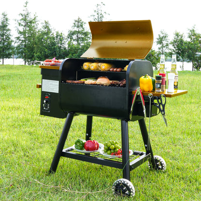 KingChii 456 SQ.IN. Wood Pellet Grill & Smoker with UPDATED Automatic Temperature Control, Bronze