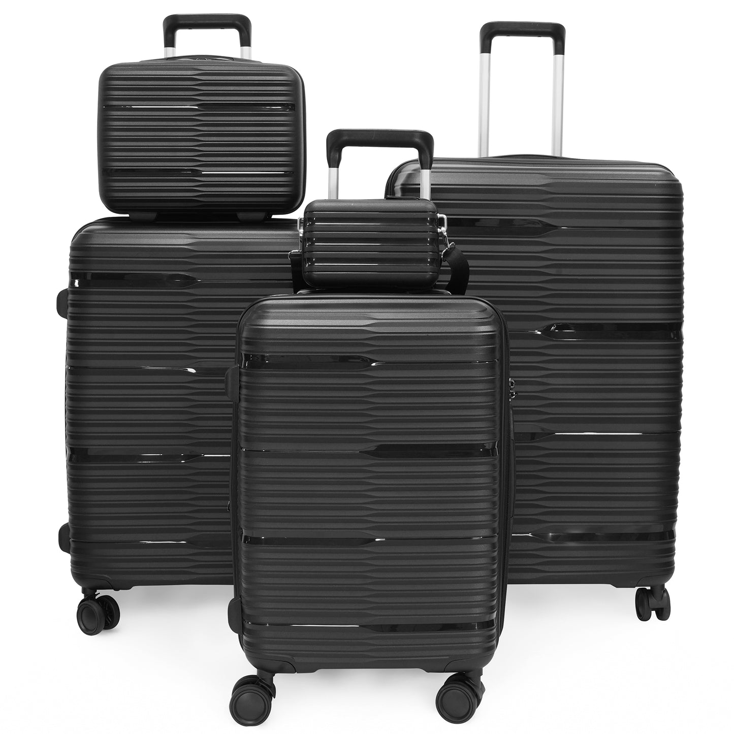 Babyqueen 5 Piece Hardside Luggage Sets, Hardshell Lightweight Suitcase with Spinner Wheels and TSA Lock,White