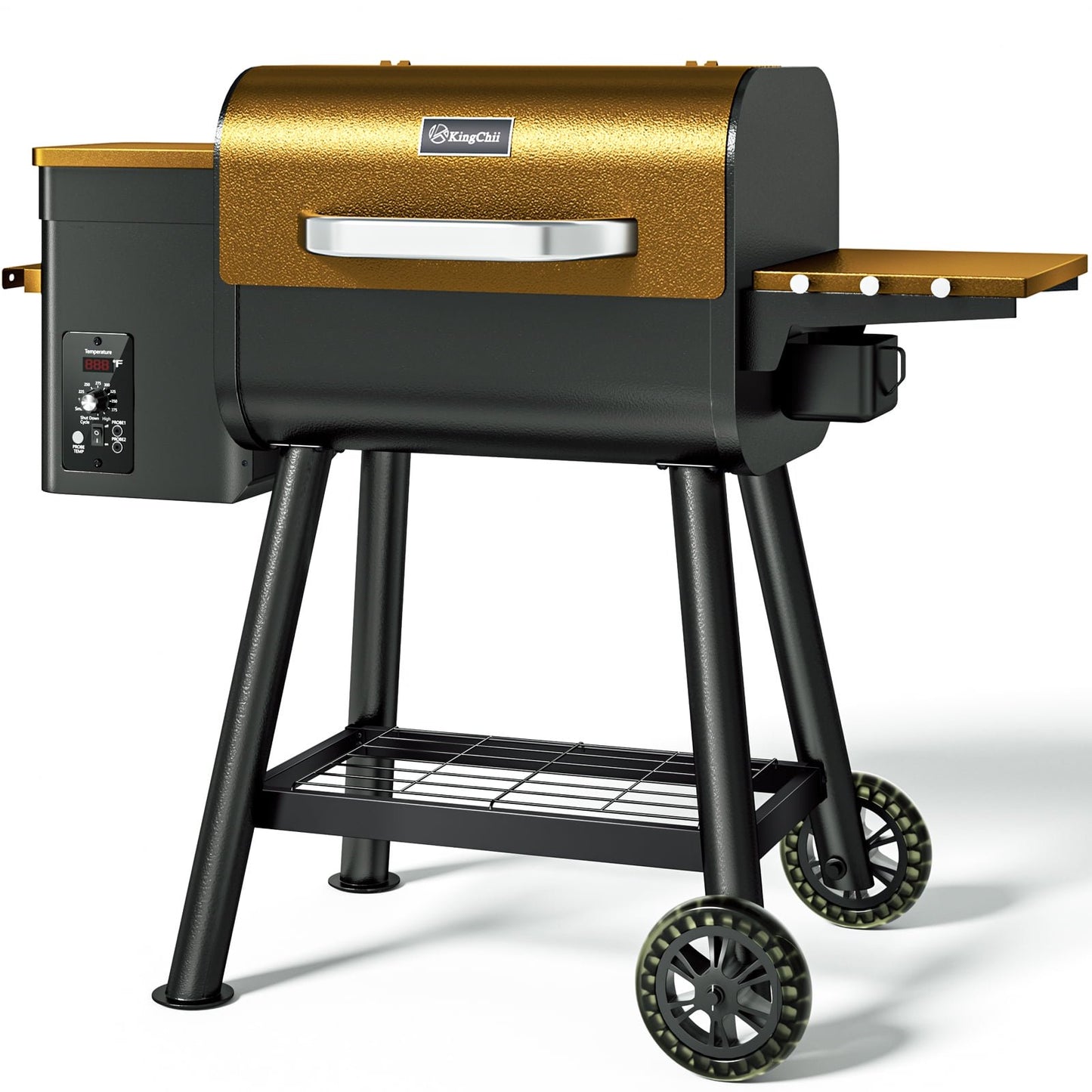 KingChii 456 SQ.IN. Wood Pellet Grill & Smoker with UPDATED Automatic Temperature Control, Bronze