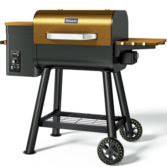 KingChii 456 SQ.IN. Wood Pellet Grill & Smoker with UPDATED Automatic Temperature Control, Bronze