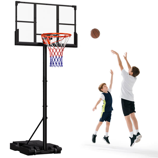 VIPSAFE Basketball Hoop System with 44" Backboard, Height Adjustable 4.8-9.7 FT, Fillable Base for Kids Youth and Adults in Backyard/Driveway/Indoor