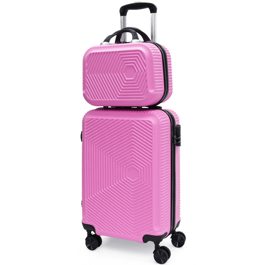 Babyqueen Luggage Sets 2 Piece, Lightweight Carry On Luggage Hardshell Suitcase with Spinner Wheels,Pink