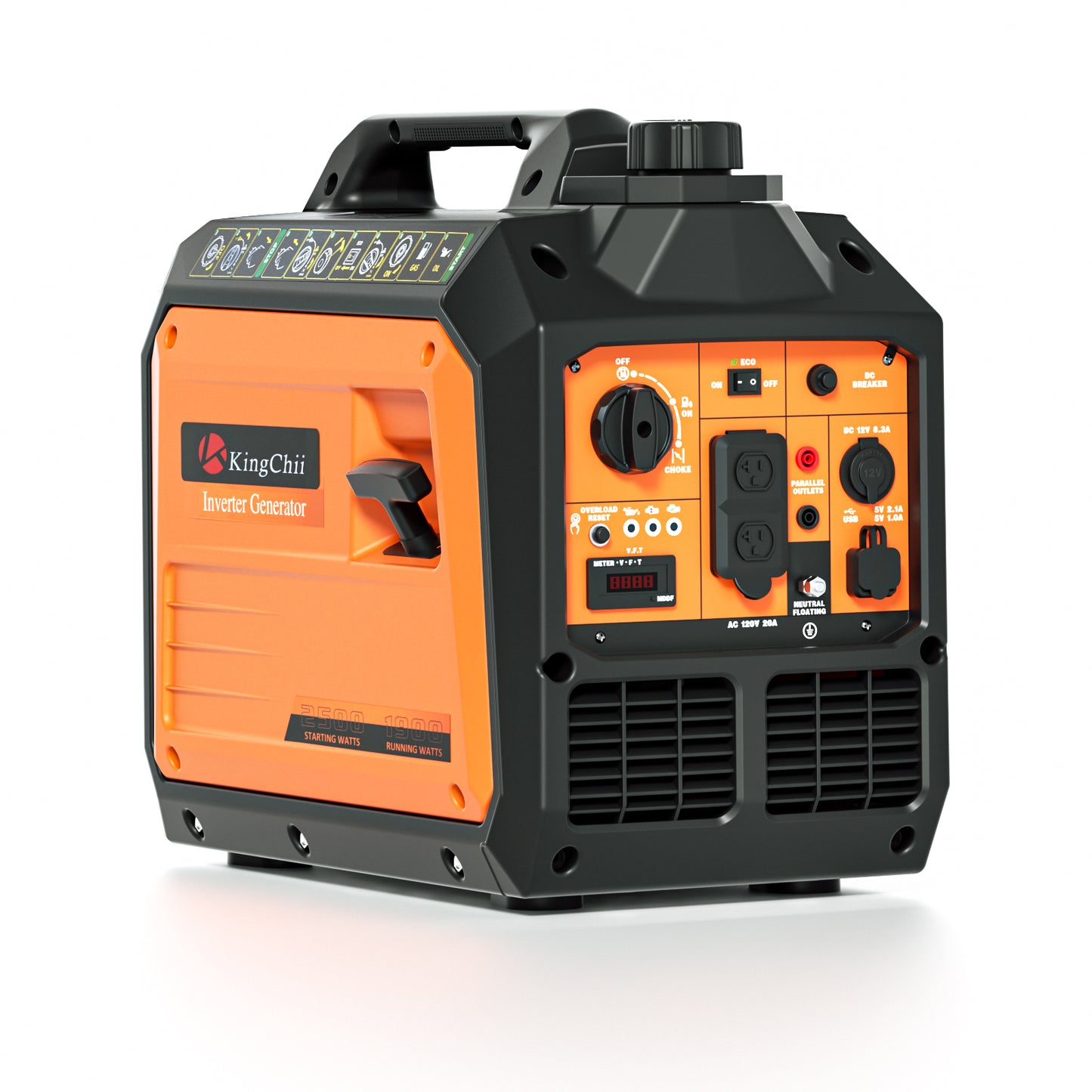 KingChii 2500W Portable Inverter Generator, Quiet Gas Powered Generator for Camping, RV, Tailgating & Home Backup, Parallel Capable, EPA Compliant