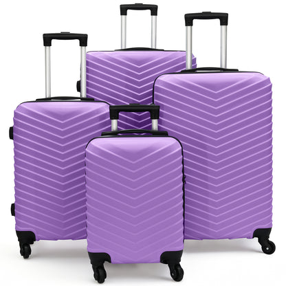 4 Piece Luggage Set Babyqueen Hardshell Spinner Suitcases with TSA Lock Lightweight ABS Travel Luggage Carry On 16" 20" & Checked 24" 28" Purple