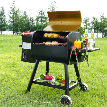 KingChii 456 SQ.IN. Wood Pellet Grill & Smoker with UPDATED Automatic Temperature Control, Bronze