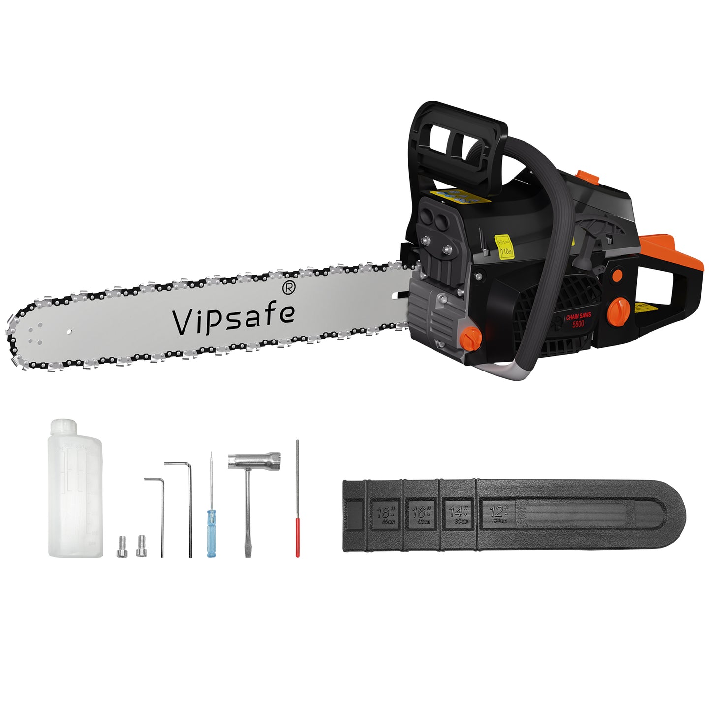 Vipsafe 58cc Gas Chainsaw 20-Inch Bar, 2-Cycle Engine, Anti-Vibration, Chain Brake, for Tree Cutting & Wood Trimming