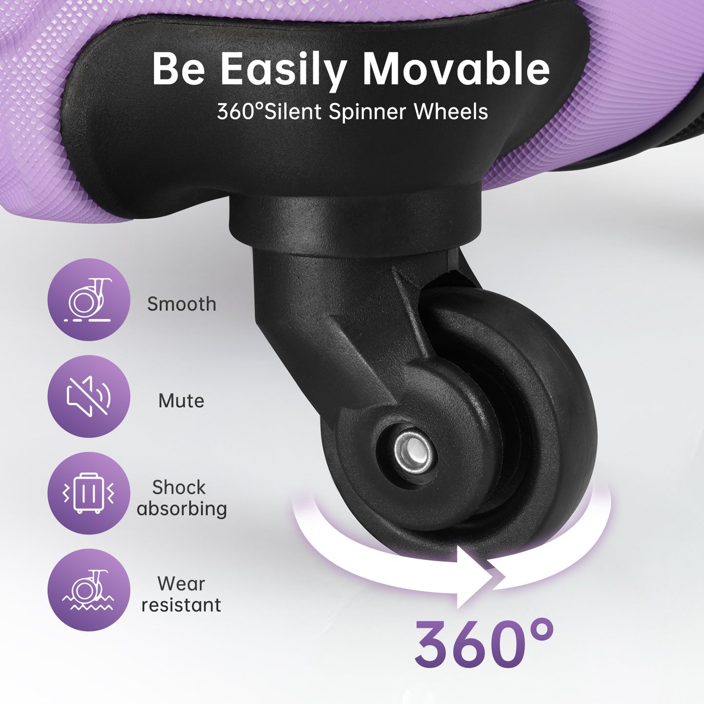 Babyqueen 4 Piece Luggage Set Double Spinner Wheels with TSA Lock Lightweight Travel Suitcase Carry on Luggage Unisex Travel Trolley, Purple 16/20/24/28 inch