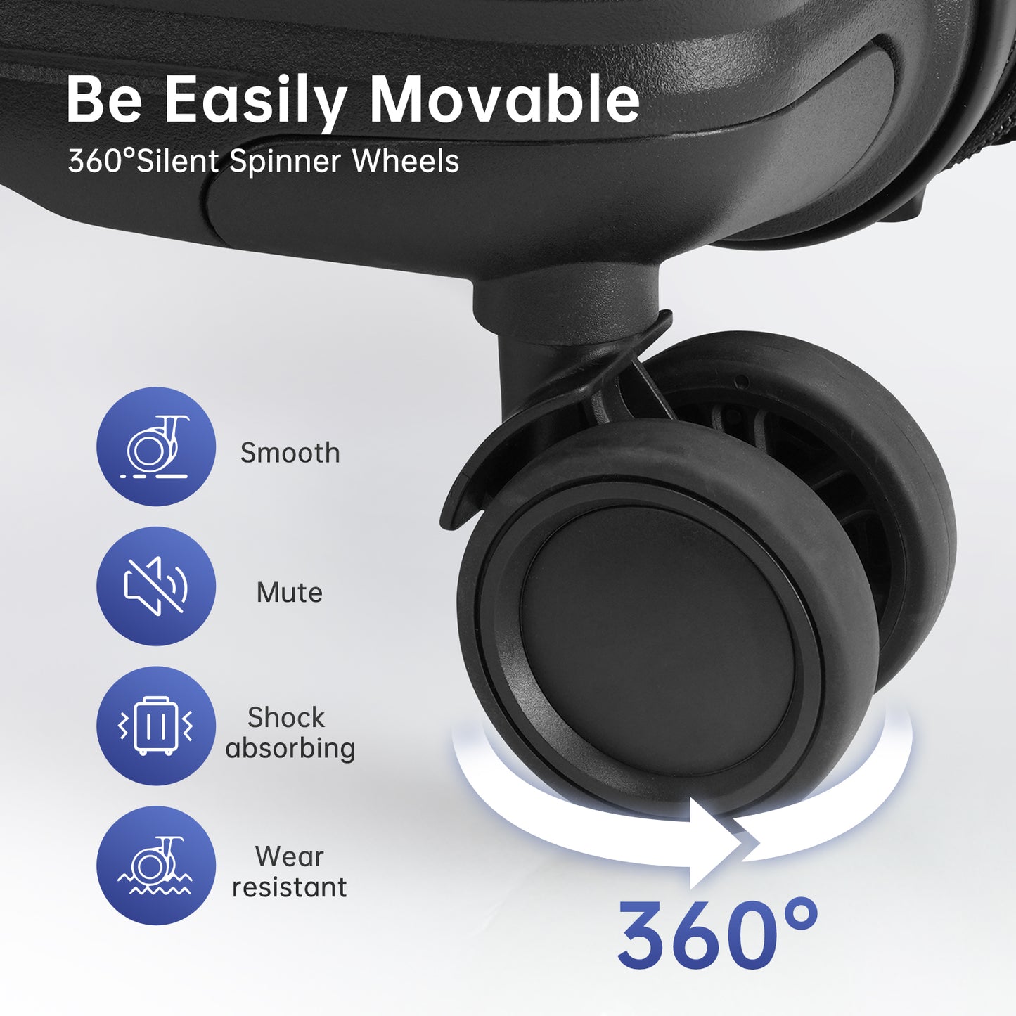 Babyqueen 5 Piece Hardside Luggage Sets, Hardshell Lightweight Suitcase with Spinner Wheels and TSA Lock,White