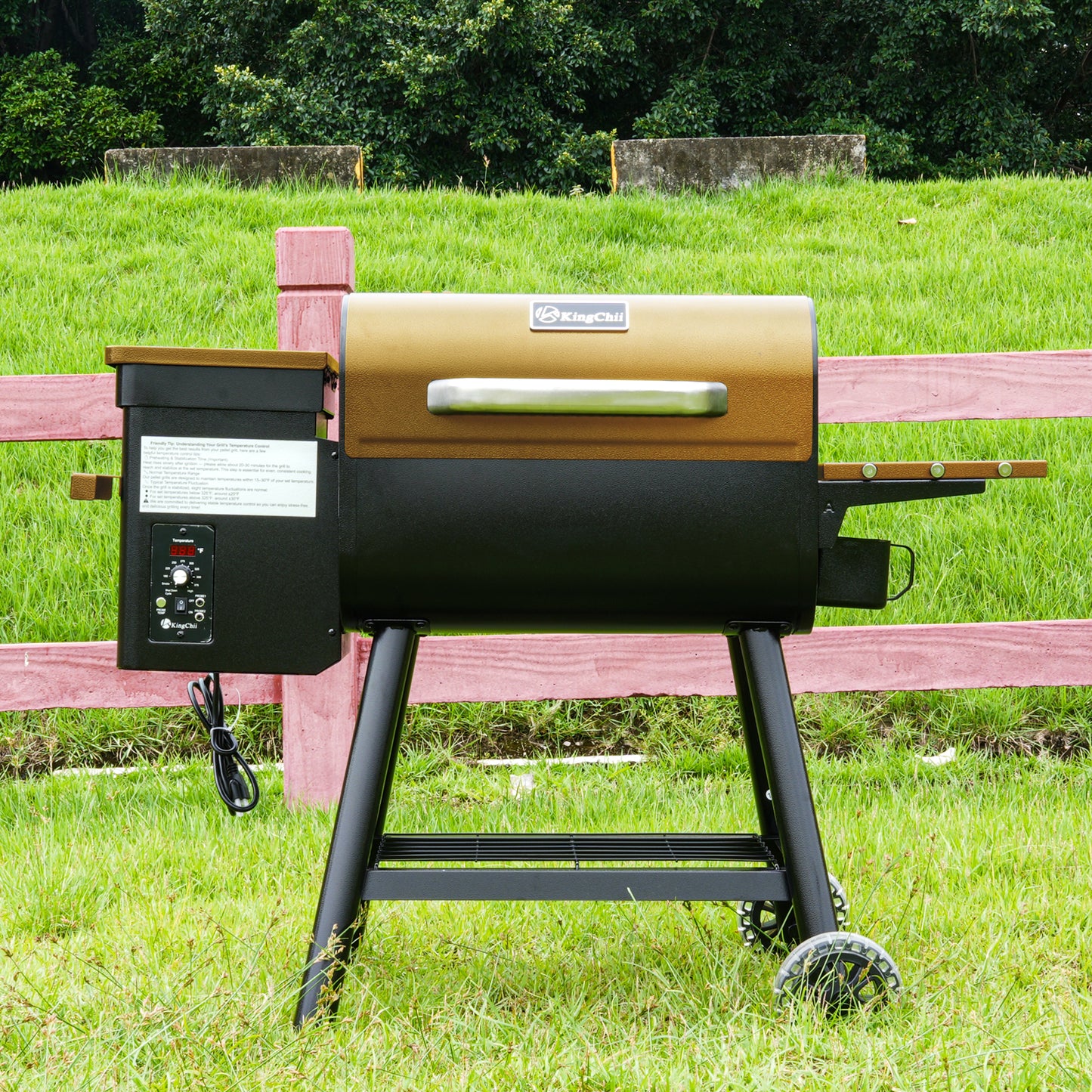 KingChii 456 SQ.IN. Wood Pellet Grill & Smoker with UPDATED Automatic Temperature Control, Bronze