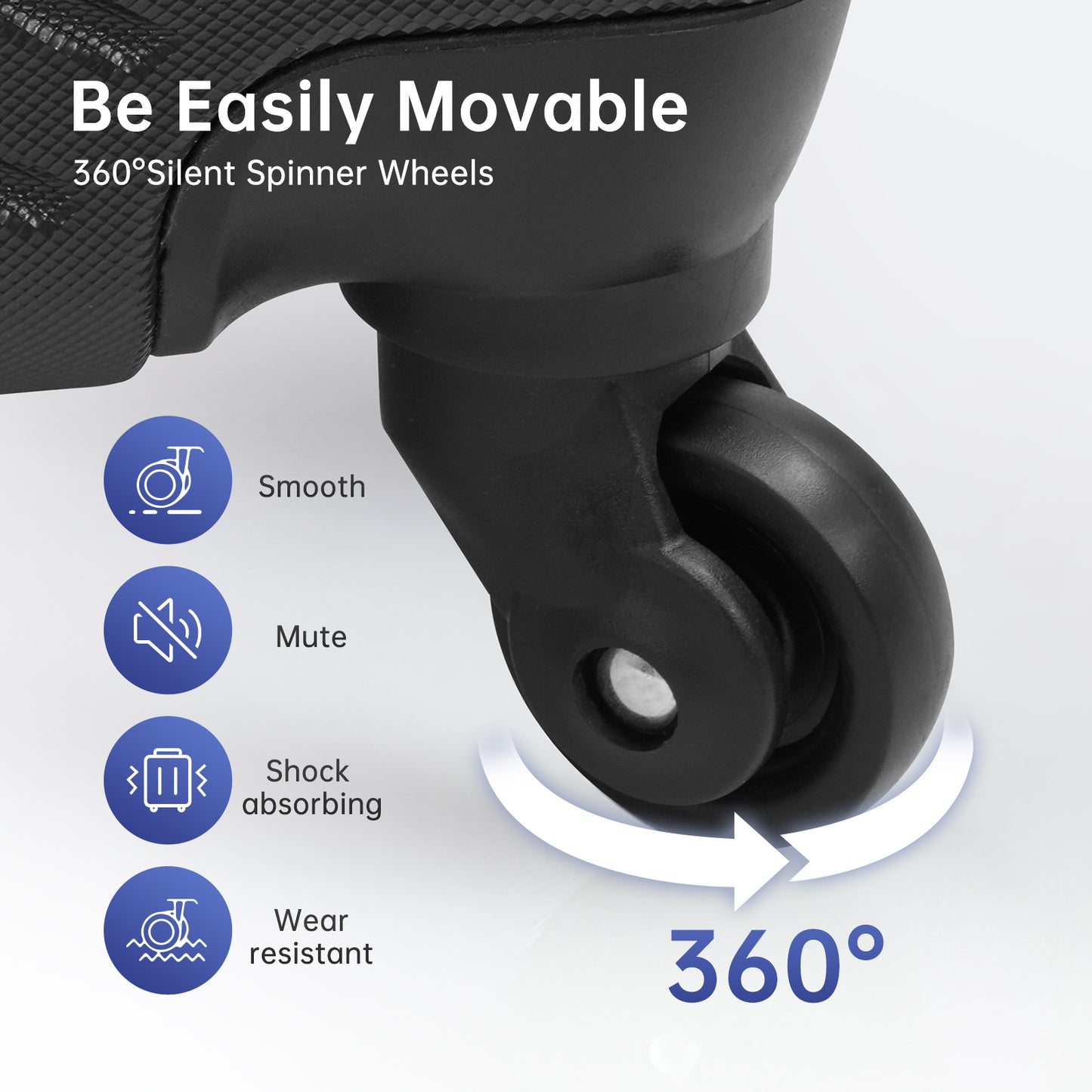 Babyqueen 3 Piece Luggage Sets Hardshell Spinner Luggage Sets with TSA Lock,Black