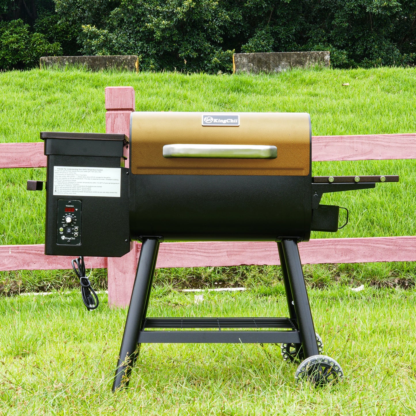 KingChii 456 SQ.IN. Wood Pellet Grill & Smoker with UPDATED Automatic Temperature Control, Bronze
