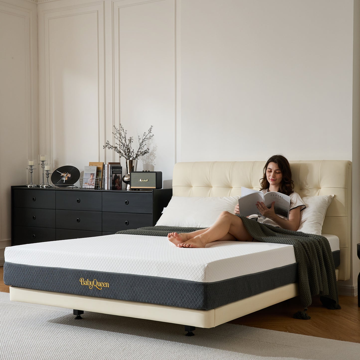 Babyqueen Queen Gel Memory Foam Mattress, 8 inch, Medium Firm Comfort, Pressure Relief, Mattress in a Box for Bedroom & Platform