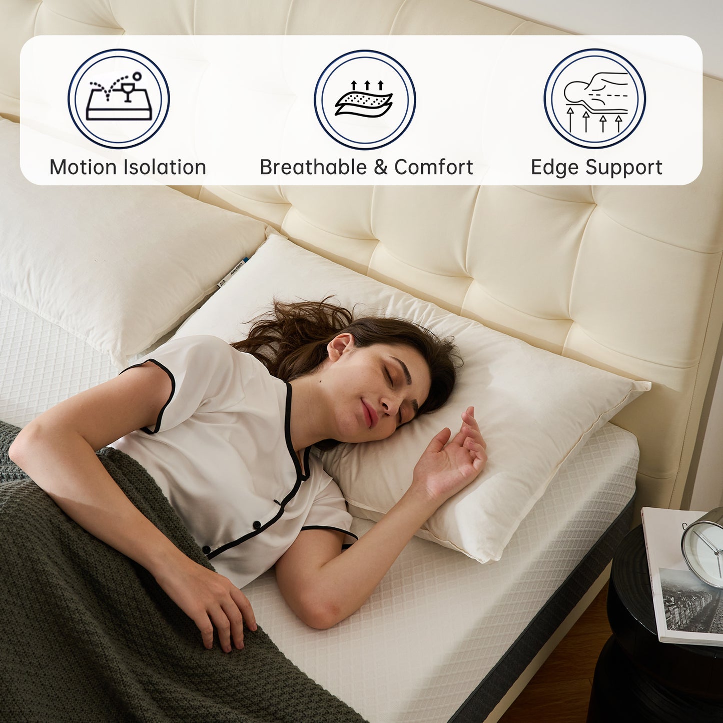 Babyqueen 8" Queen Memory Foam Mattress, Cooling Gel Medium Firm Support, Pressure Relief & Motion Isolation, Breathable Fabric, Mattress in a Box, Adult and Child