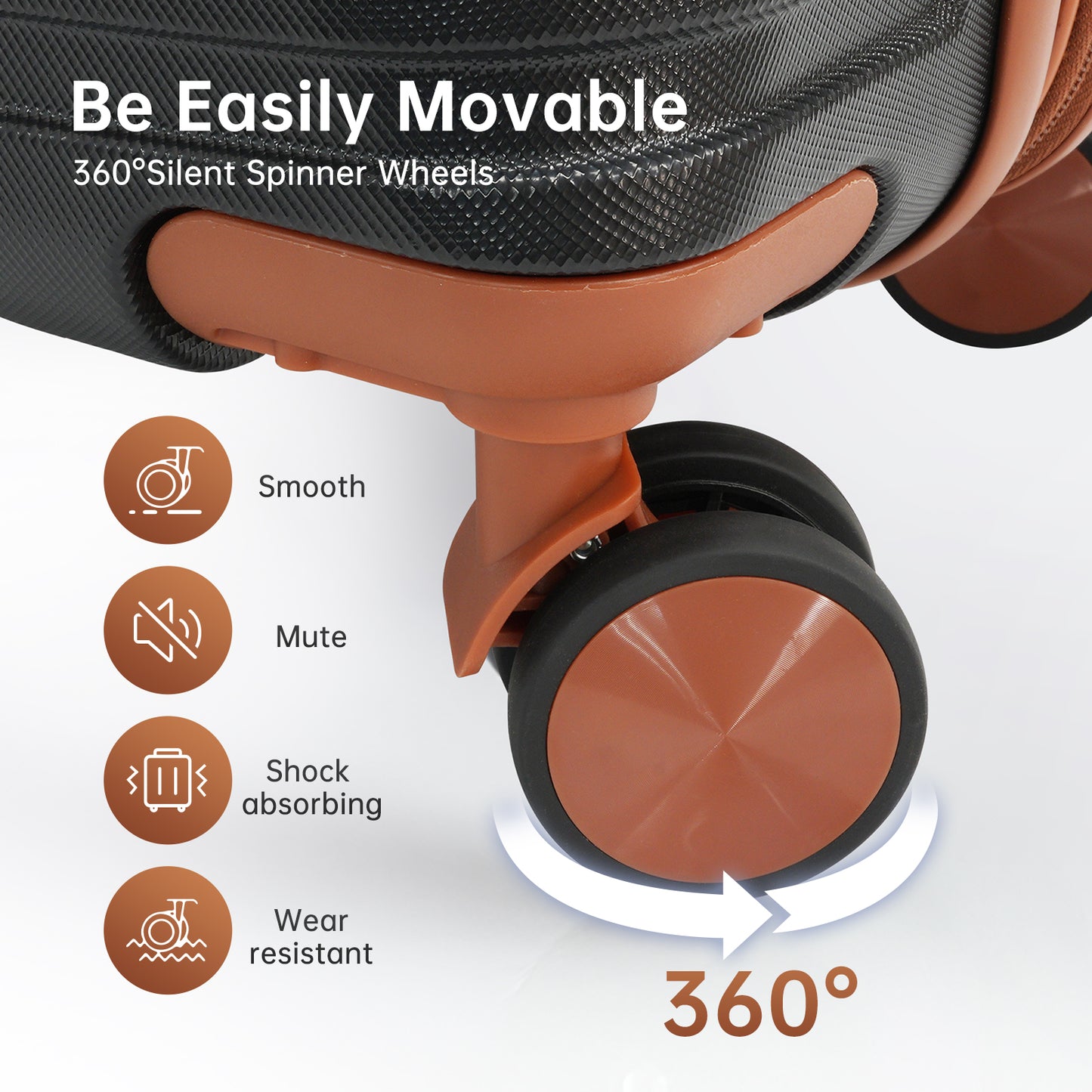 Babyqueen 5 Piece Luggage Set, Hardside Lightweight Suitcase with TSA Lock Spinner Wheels,Black