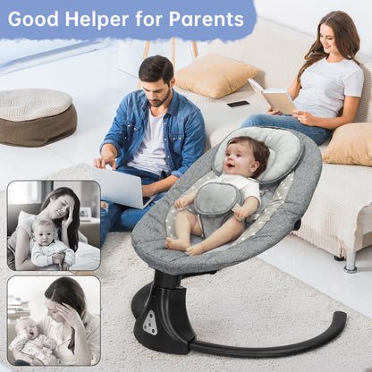VIPSAFE Baby Swing with Removale Canopy, APP Remote Bluetooth Control, 5 Speed Settings (Grey)