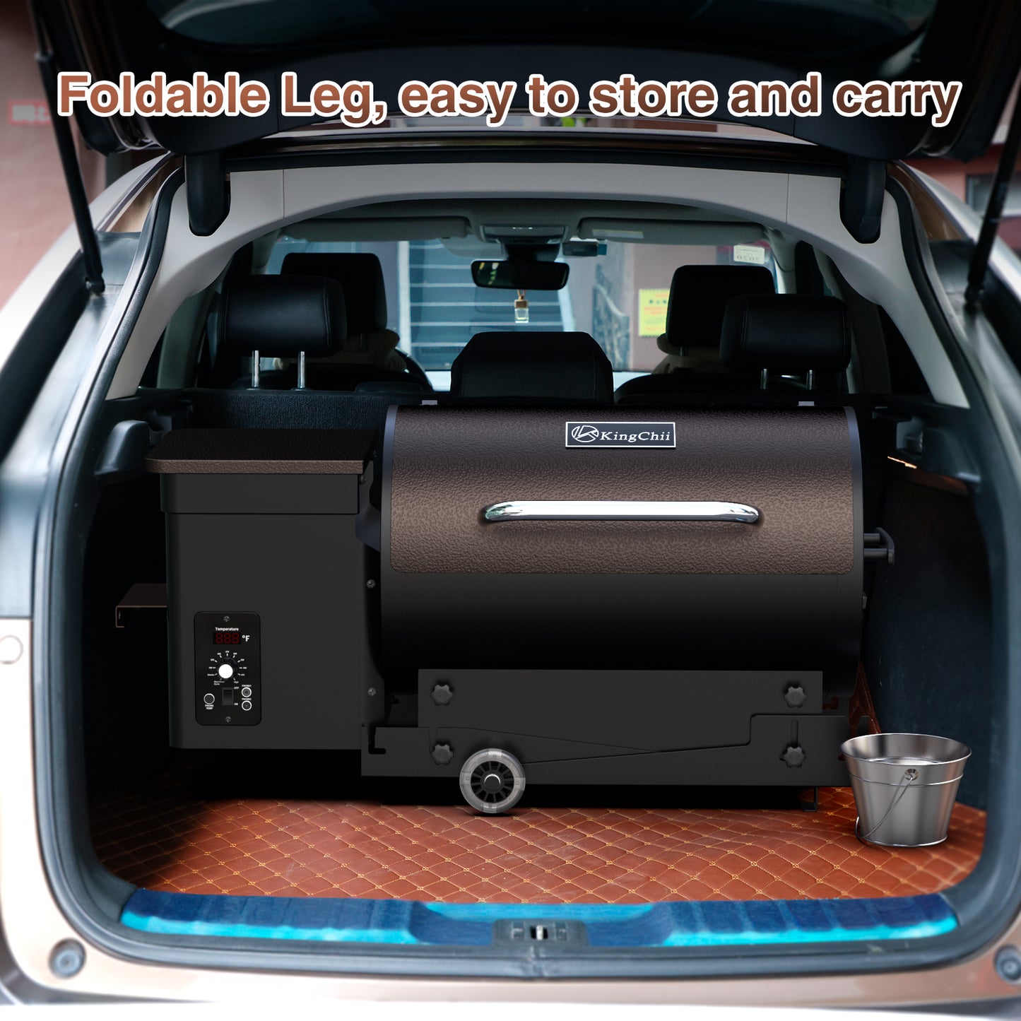 KingChii 456 sq. in Wood Pellet Smoker & Grill BBQ with Auto Temperature Control, Folding Legs for Outdoor Patio RV, Bronze