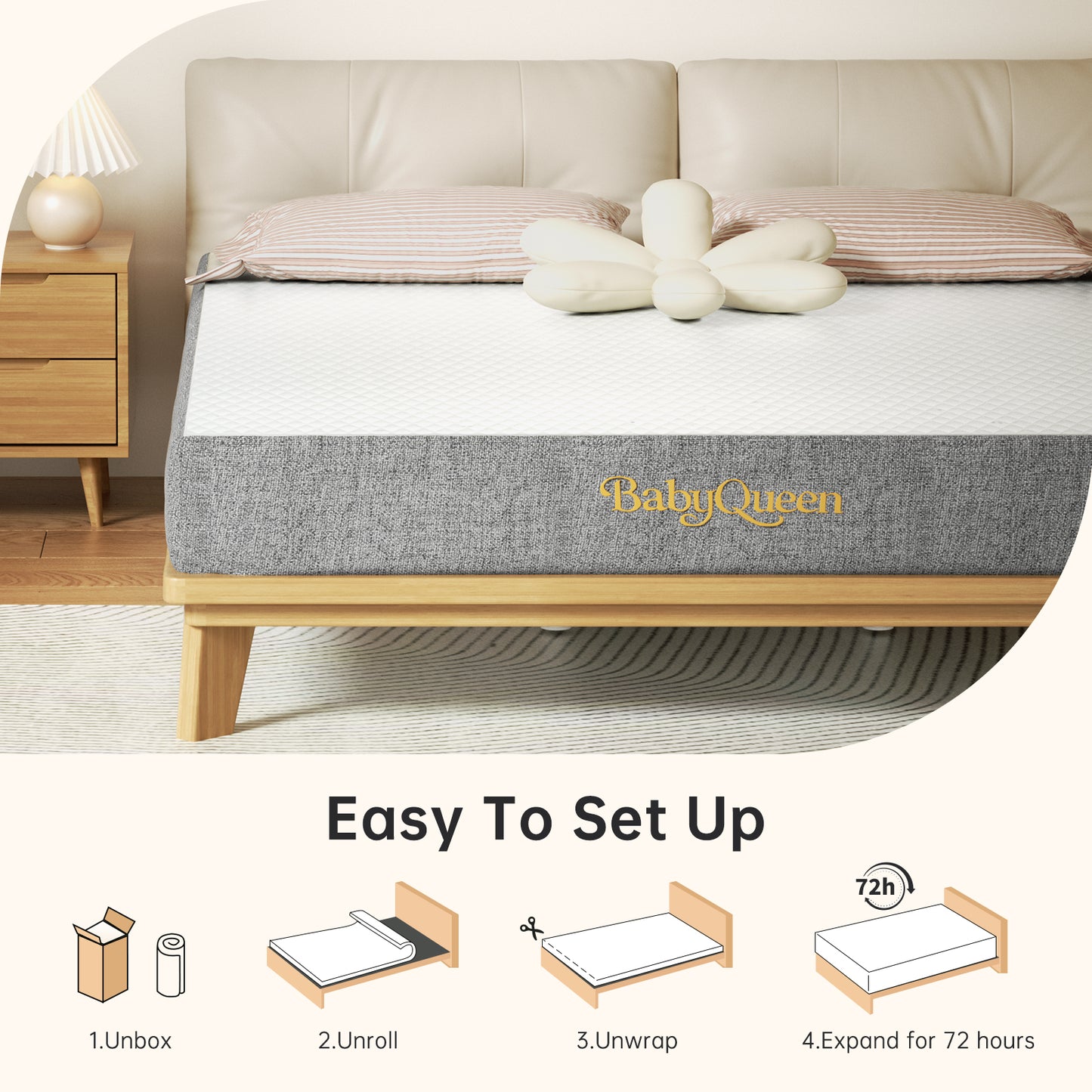 Babyqueen 8 inch Medium Twin Size Gel Memory Foam Mattress in a Box