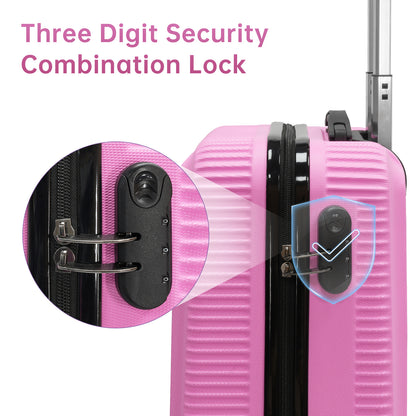 Babyqueen Luggage Sets 2 Piece Suitcase Set (14"/20") ABS Luggage with Spinner Wheels, Carry On Luggage Combination Lock Lightweight Trolley Case, Pink