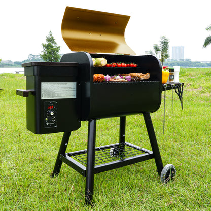 KingChii 456 SQ.IN. Wood Pellet Grill & Smoker with UPDATED Automatic Temperature Control, Bronze