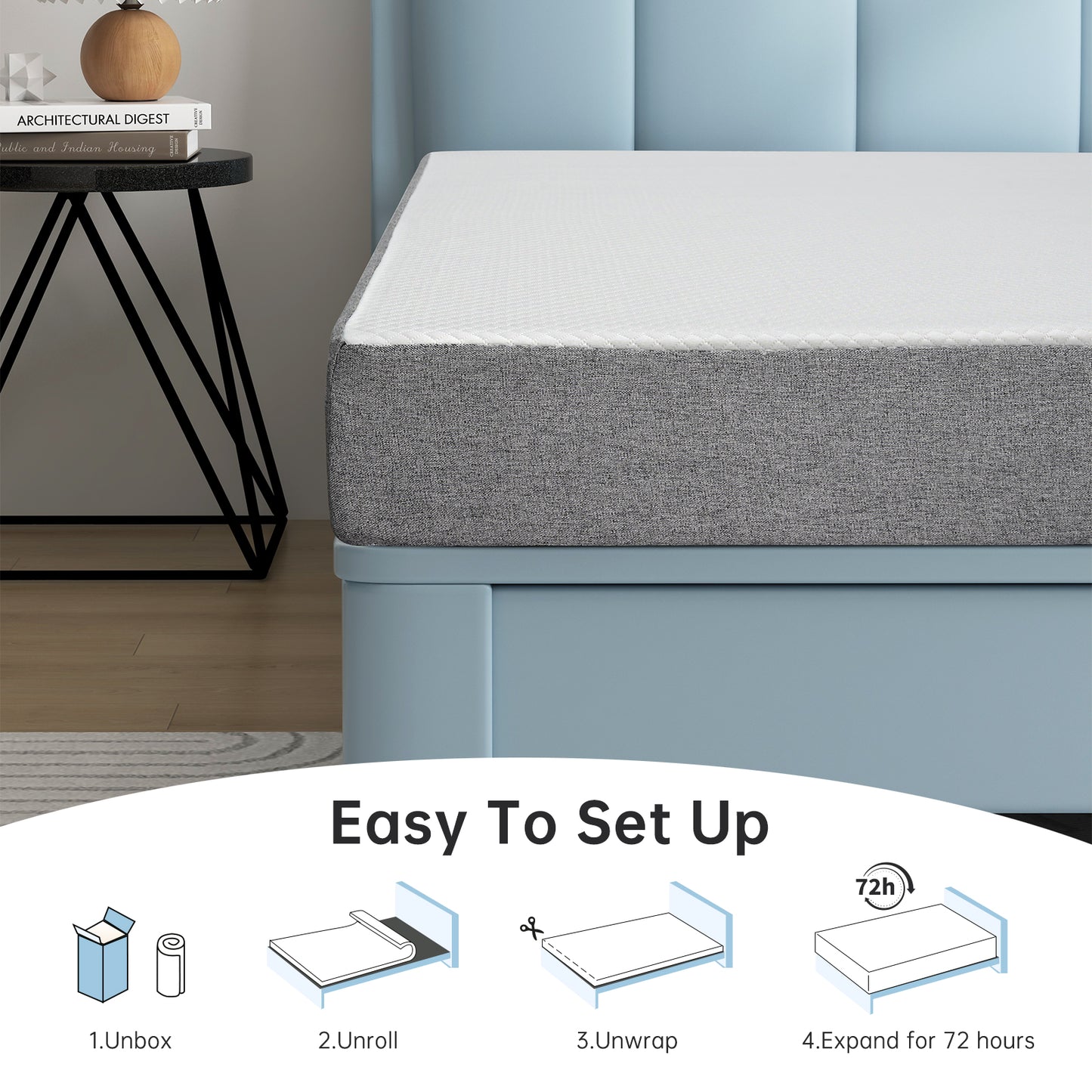 Twin Mattress, Babyqueen 8 inch Twin Size Medium Gel Memory Foam Mattress in a Box, Pressure Relieving