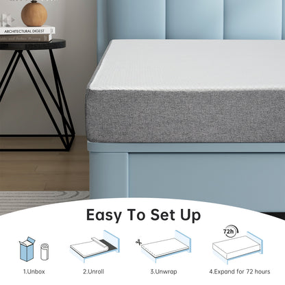 Twin Mattress, Babyqueen 8 inch Twin Size Medium Gel Memory Foam Mattress in a Box, Pressure Relieving