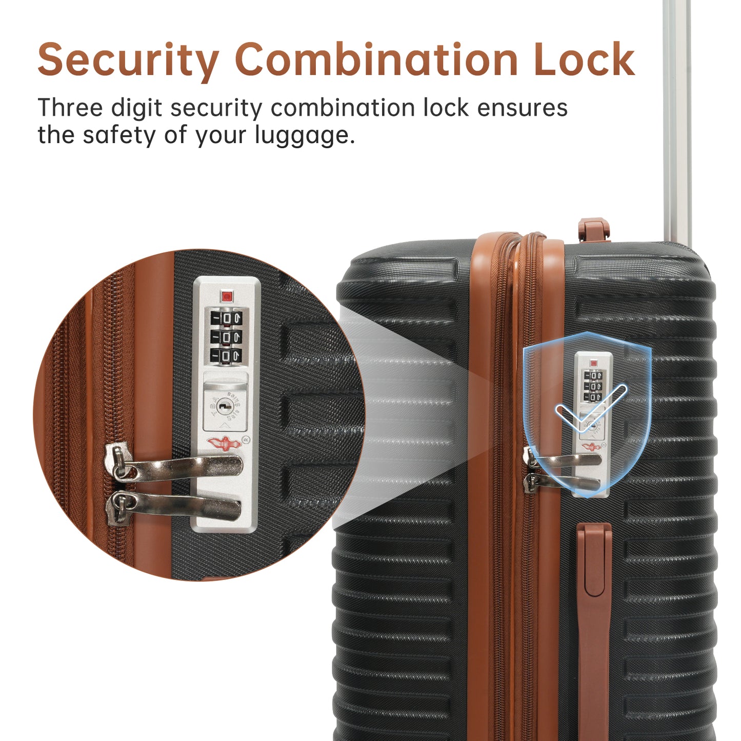 Babyqueen 5 Piece Luggage Set, Hardside Lightweight Suitcase with TSA Lock Spinner Wheels,Black