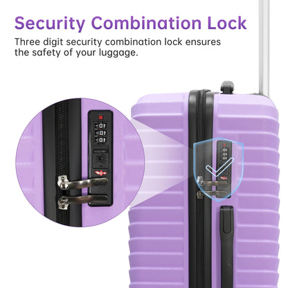 4 Piece Luggage Set Babyqueen Hardshell Spinner Suitcases with TSA Lock Lightweight ABS Travel Luggage Carry On 16" 20" & Checked 24" 28" Purple