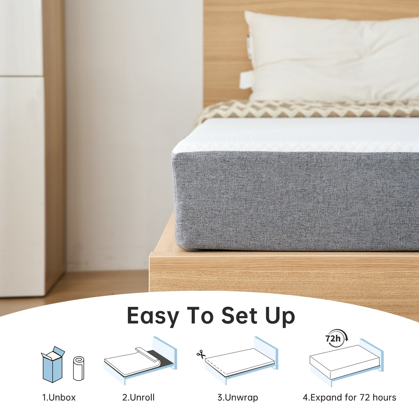 Babyqueen Full Mattress 6 inch Full Size Gel Memory Foam Mattress in a Box, Edge Support & Pressure Relieving, Medium Comfort, Motion Isolation for Silent Night Sleep